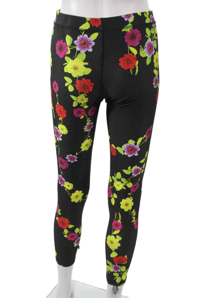 Terez Women Ankle Floral Black Leggings Size M