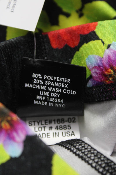 Terez Women Ankle Floral Black Leggings Size M