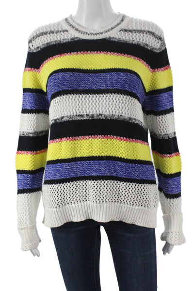 Cotton By Autumn Cashmere Women Striped Crewneck Pullover Multicolor Size L