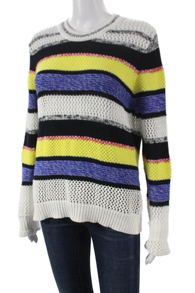 Cotton By Autumn Cashmere Women Striped Crewneck Pullover Multicolor Size L
