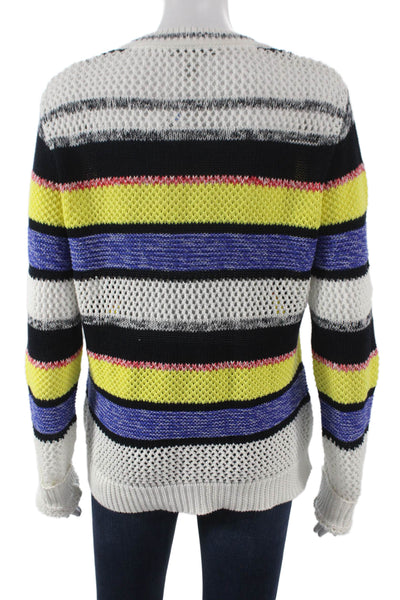 Cotton By Autumn Cashmere Women Striped Crewneck Pullover Multicolor Size L