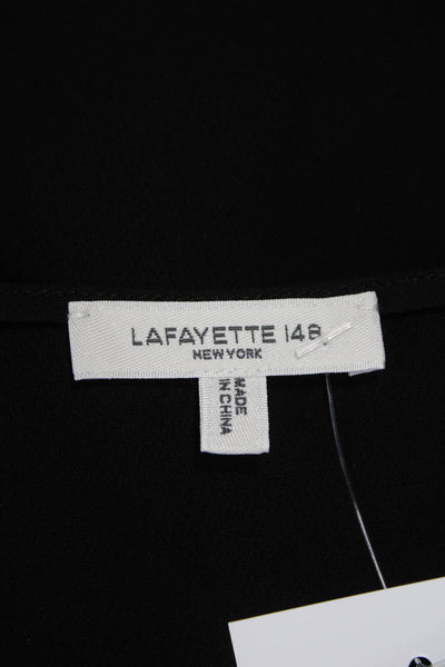 Lafayette 148 New York Women Silk Scoop Neck Sleeveless Basic Tank Black Size L