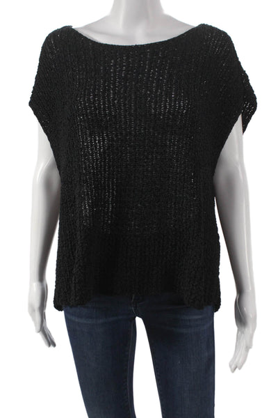Eileen Fisher Womens Pullover Sweater Black Organic Cotton Size L