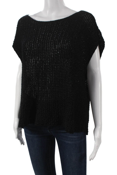 Eileen Fisher Womens Pullover Sweater Black Organic Cotton Size L
