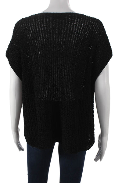 Eileen Fisher Womens Pullover Sweater Black Organic Cotton Size L