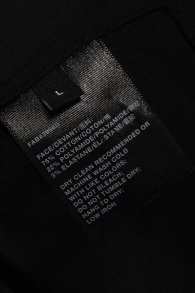 Lafayette 148 New York Women Collared Cotton Short Sleeve Tunic Black Size L