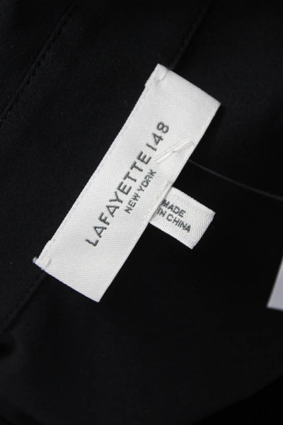 Lafayette 148 New York Women Collared Cotton Short Sleeve Tunic Black Size L