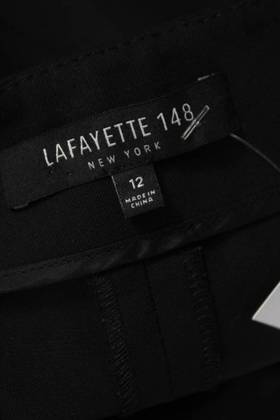 Lafayette 148 New York Women Black Virgin Wool Dress Pants Zip Size 12