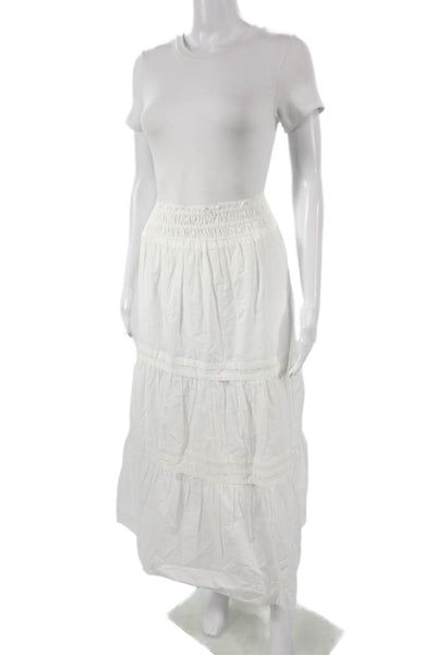 Quince Women Maxi Skirt White Cotton Long Pull On Size M