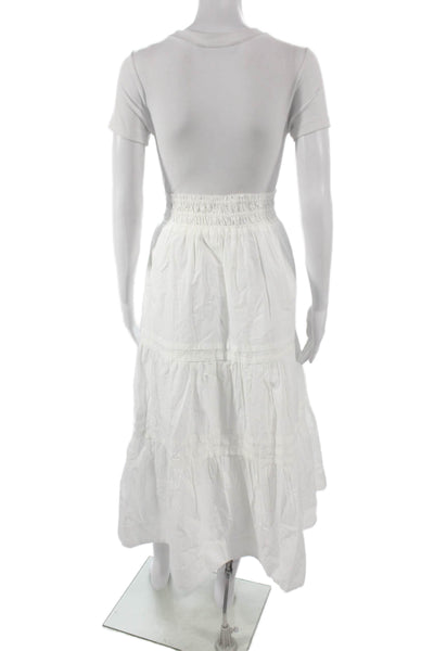 Quince Women Maxi Skirt White Cotton Long Pull On Size M