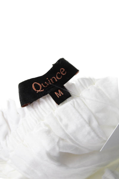 Quince Women Maxi Skirt White Cotton Long Pull On Size M