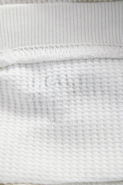 J. Galt Womens White Cotton Blend Basic Crew Neck Long Sleeve T-Shirt Size M