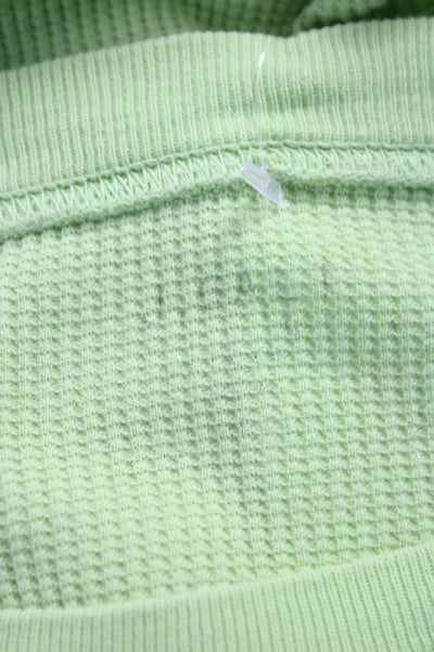 J. Galt Women Cropped T-Shirt Green Cotton Blend Crew Neck Long Sleeve Size M