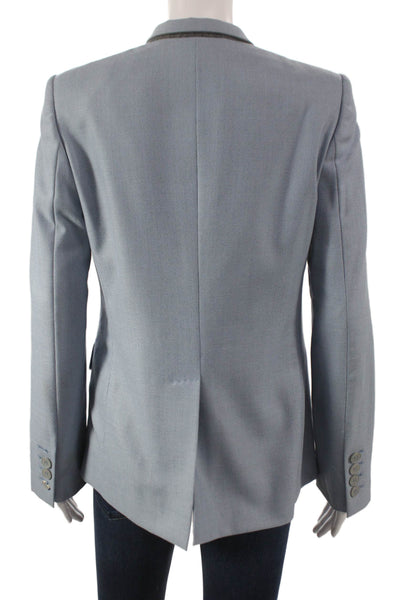 Stella McCartney Women Blazer Blue Polyester Blend Button Long Sleeve Size 40