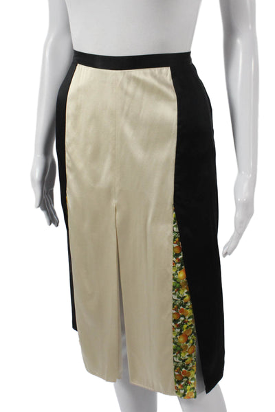 Stella McCartney Women Straight Pencil Skirt Black Silk Zip Long Size 40