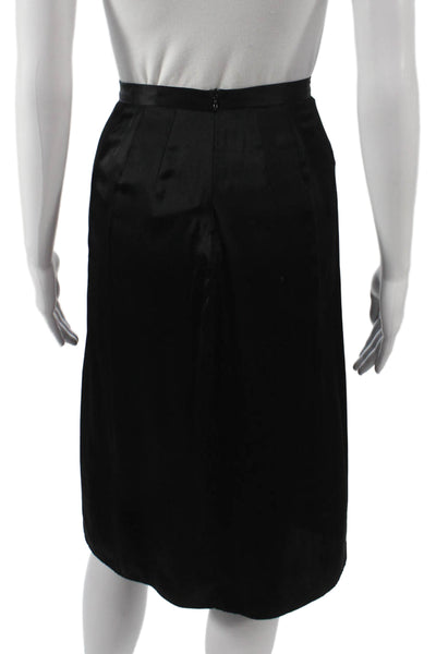 Stella McCartney Women Straight Pencil Skirt Black Silk Zip Long Size 40