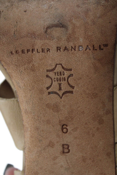 Loeffler Randall Womens Leather Lace Up Gladiator Sandal Heels Beige Size 6 B