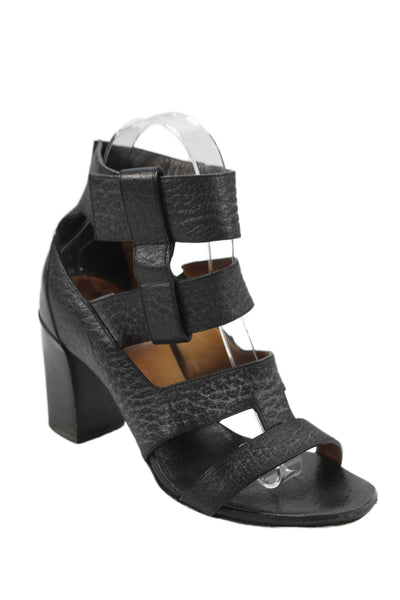 Chloe Womens Pebbled Leather Strappy Sandal Heels Black Size 36 6