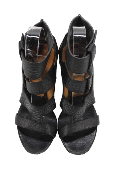 Chloe Womens Pebbled Leather Strappy Sandal Heels Black Size 36 6
