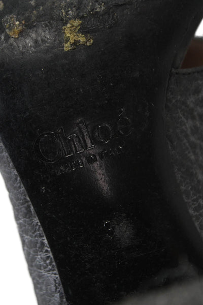 Chloe Womens Pebbled Leather Strappy Sandal Heels Black Size 36 6