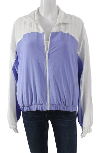 Beyond Yoga Women Track Jacket White Colorblock Zip Long Sleeve Size S