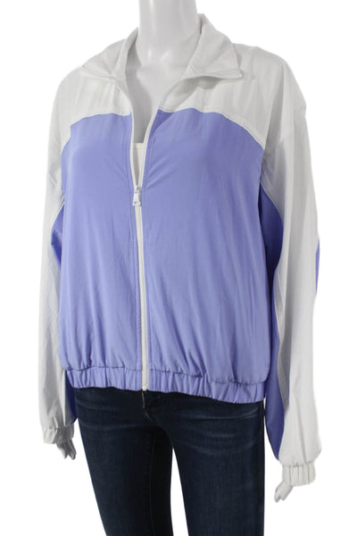 Beyond Yoga Women Track Jacket White Colorblock Zip Long Sleeve Size S