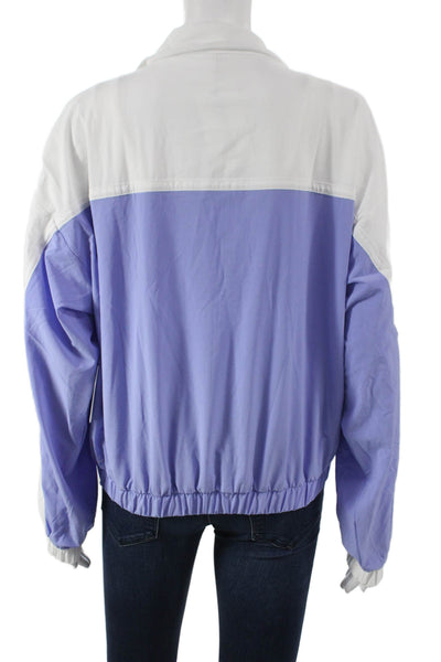 Beyond Yoga Women Track Jacket White Colorblock Zip Long Sleeve Size S