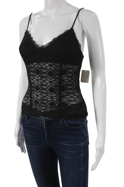 Intimately Free People Womens Sleeveless V Neck Geometric Tank Black Size XS