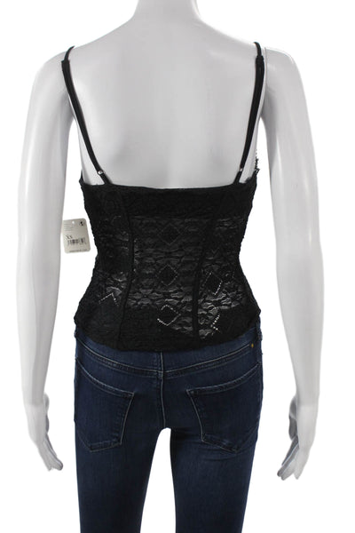 Intimately Free People Womens Sleeveless V Neck Geometric Tank Black Size XS