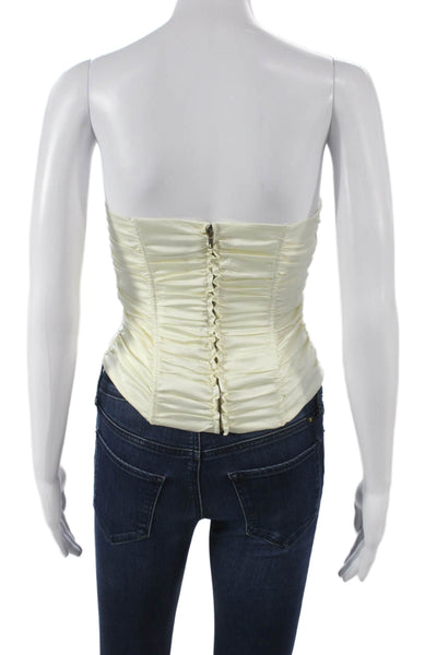 Lioness Women Strapless Top Ivory Square Neck Zip Size S