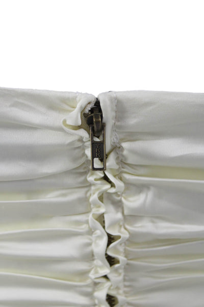 Lioness Women Strapless Top Ivory Square Neck Zip Size S
