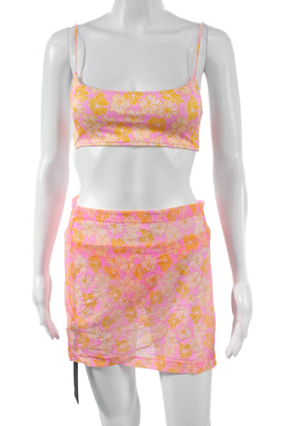Triangl Women Two-Piece Floral Bikini Pink Size S