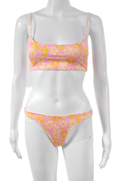 Triangl Women Two-Piece Floral Bikini Pink Size S