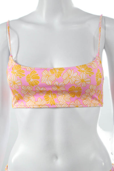 Triangl Women Two-Piece Floral Bikini Pink Size S