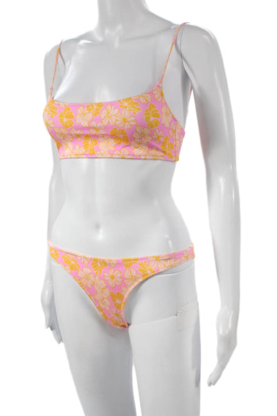 Triangl Women Two-Piece Floral Bikini Pink Size S