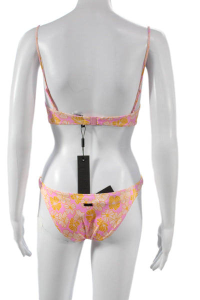 Triangl Women Two-Piece Floral Bikini Pink Size S
