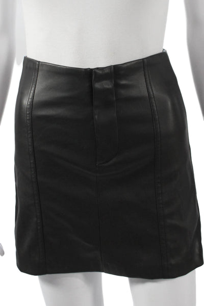 ASTR Women Straight Pencil Skirt Black Short Polyurethane Zip Size XS