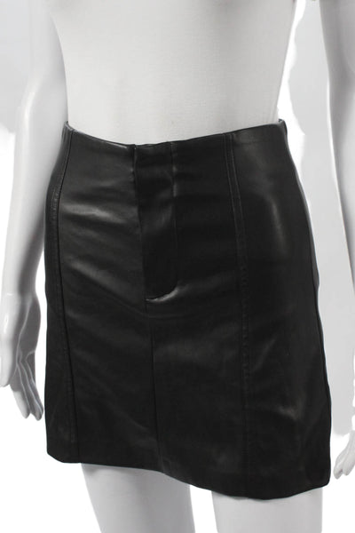 ASTR Women Straight Pencil Skirt Black Short Polyurethane Zip Size XS