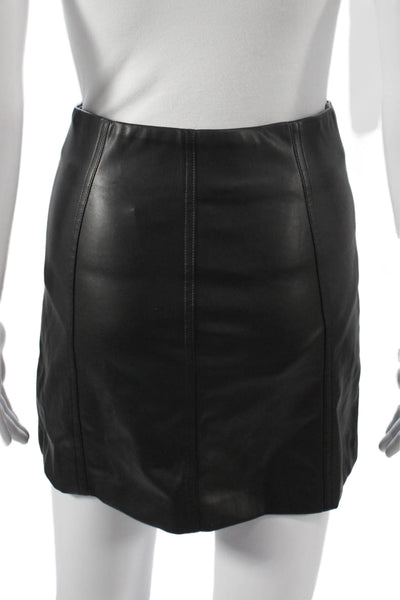 ASTR Women Straight Pencil Skirt Black Short Polyurethane Zip Size XS