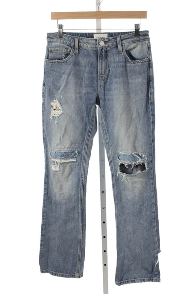 Frame Womens Straight Jeans High Waist Blue Button Size 30