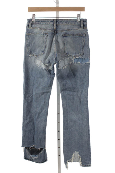 Frame Womens Straight Jeans High Waist Blue Button Size 30
