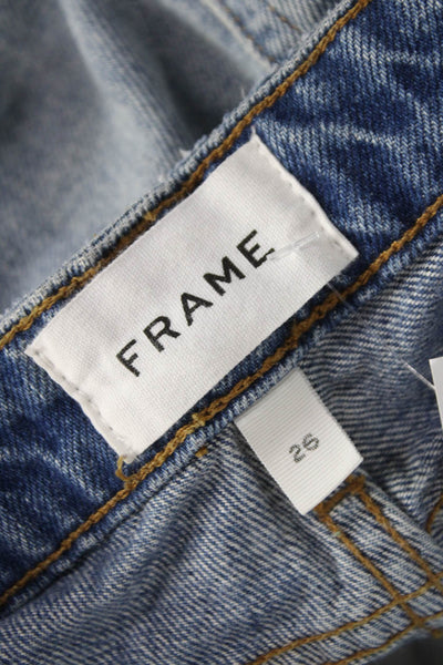 Frame Womens Straight Jeans High Waist Blue Button Size 30