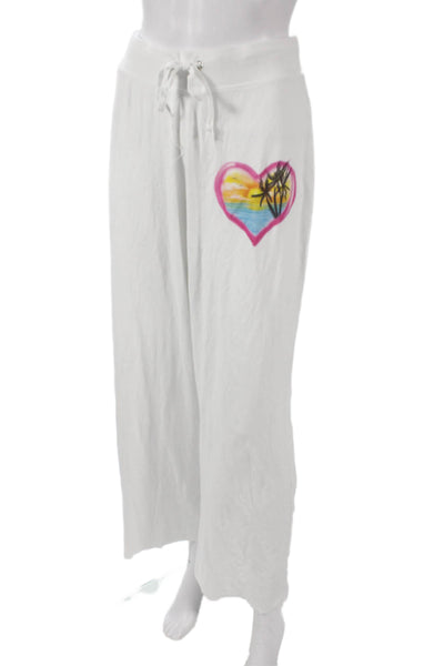 Boys Lie Women White Modal Blend Drawstring Sweatpants Beach Size S