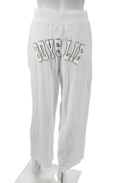 Boys Lie Women White Modal Blend Drawstring Sweatpants Beach Size S