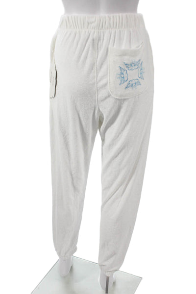 Boys Lie Womens Jogger Pants White Drawstring Graphic Polyester Size S