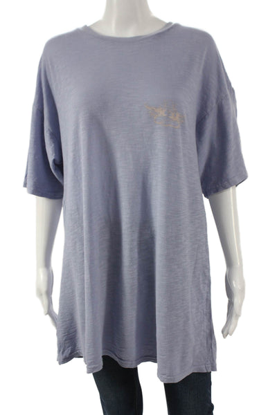 Boys Lie Womens Tunic Blue Cotton Round Neck Short Sleeve Size One Size