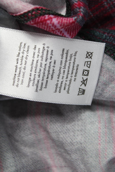 We Wore What Women Plaid Collared Modal Polo Long Sleeve Multicolor Size S
