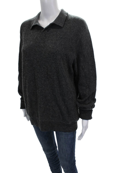 Vince Mens Pullover Striped Cashmere Blend Sweater Gray Long Sleeve Size M