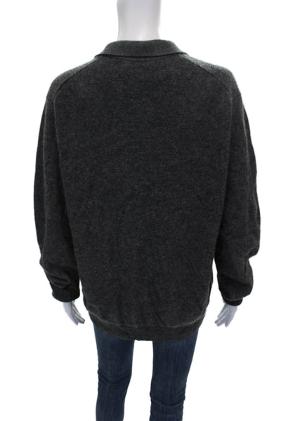 Vince Mens Pullover Striped Cashmere Blend Sweater Gray Long Sleeve Size M