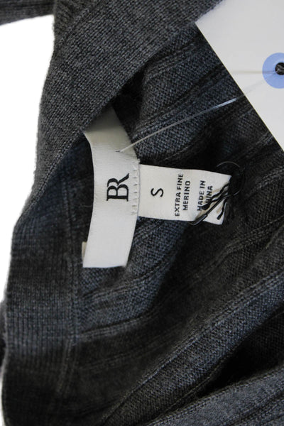 Banana Republic Women Gray Merino Wool Striped Vneck Cardigan Size S